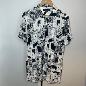 Zara Man Relaxed Fit Graphic Button Down, Medium